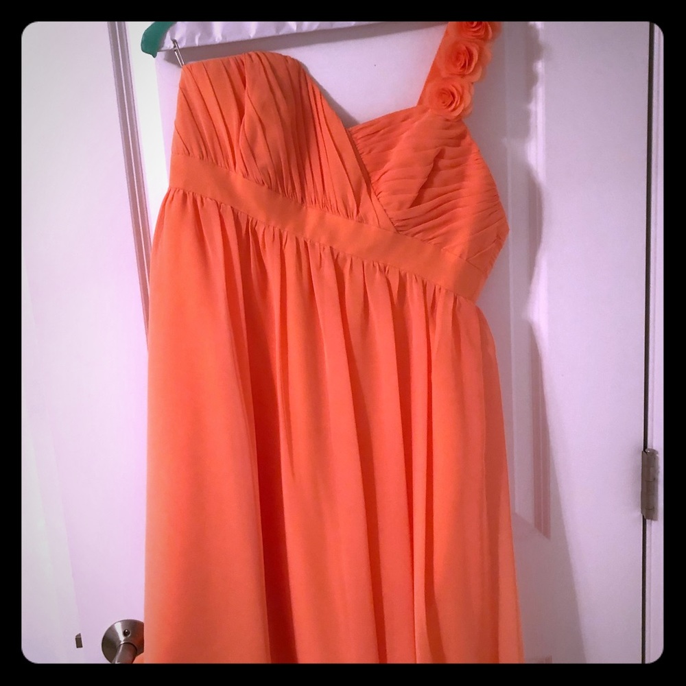 Alfred Angelo Tangerine one shoulder dress
